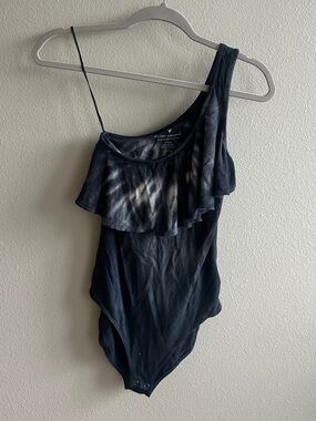 One-Shoulder Navy Tie-Dye Bodysuit